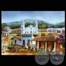 IGLESIA DE PARAGUARI - Acuarela de Carlos Benítez - Año 2.000